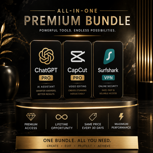 All-In-One Premium Bundle | ChatGPT Pro, CapCut Pro & Surfshark VPN | Premium Access | Instant Digital Delivery
