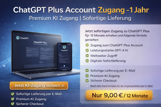 ChatGPT Plus Account Zugang – 1 Jahr | GPT-KI | Sofortige Lieferung | Weltweiter Zugriff