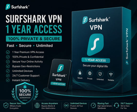 Surfshark VPN 1-Year Subscription | Best Price Online | Unlimited Devices | Instant Digital Delivery