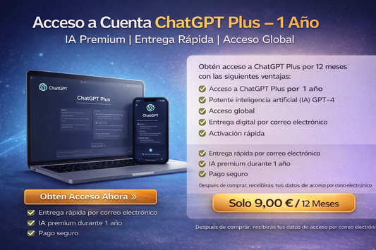 Acceso a Cuenta ChatGPT Plus – 1 Año | IA Premium | Entrega Instantánea | Acceso Global
